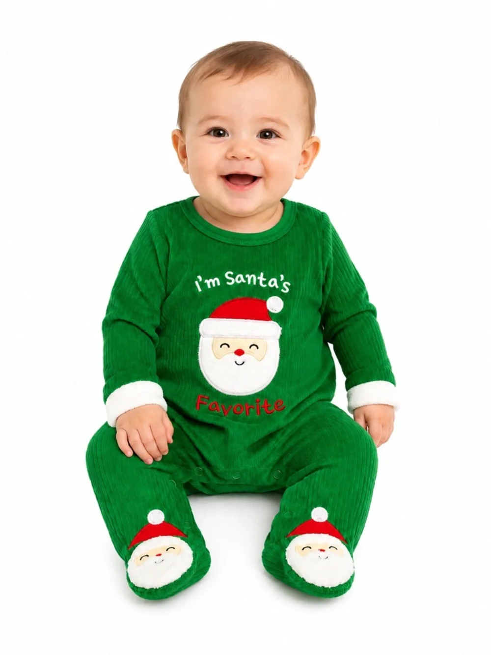 New - Baby Starters “I’m Santa’s Favorite” Christmas Footed One-Piece